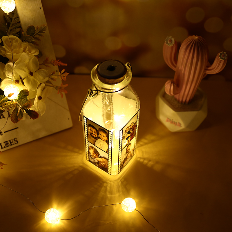 Bottiglia dei desideri personalizzata con foto luminose